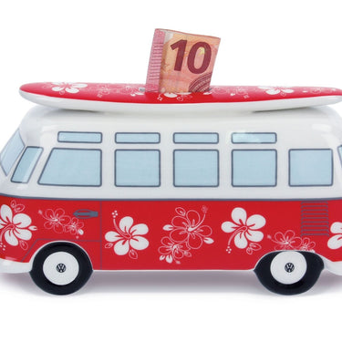 Volkswagen T1 Bus Spardose (1:18) mit Surfbrett - Hibiskus (196352)