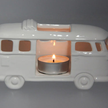 Volkswagen T1 Bus Keramik Teelichthalter Weiß in Geschenkbox (196356)