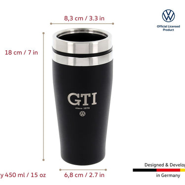 Volkswagen GTI Edelstahl Thermo-Becher, Doppelwandig, 450ml – since 1976/Schwarz (196358)