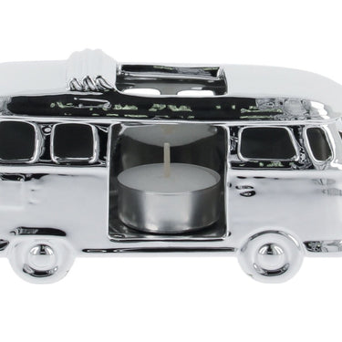 Volkswagen T1 Bus Keramik Teelichthalter Silber in Geschenkbox (196357)