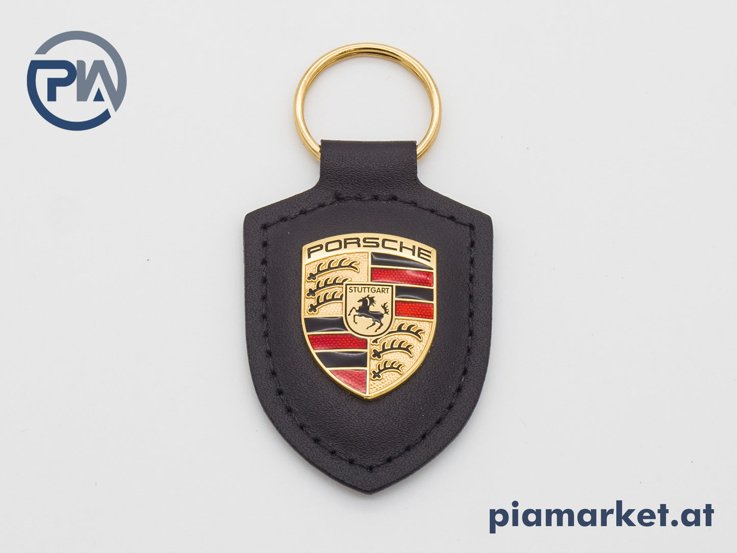 Porsche Schlüsselanhänger Wappen Echtleder