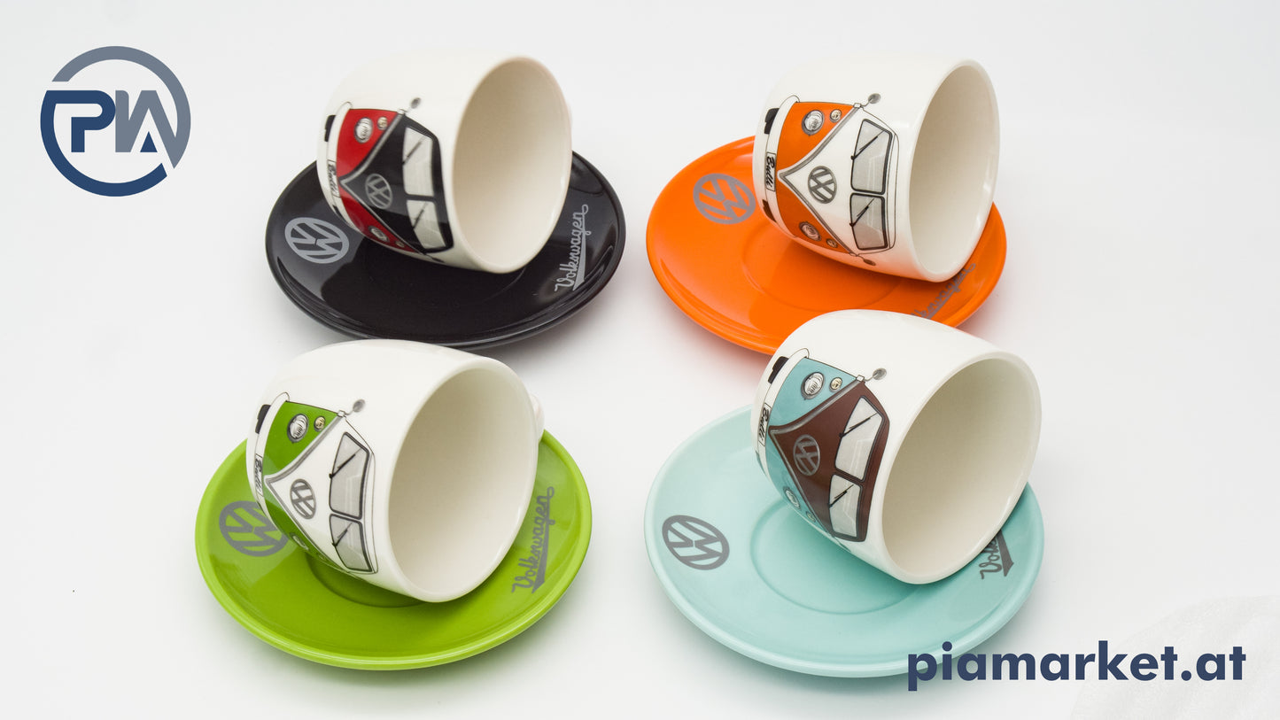 Bulli Espresso Tassen 4er Set - Front, 4 Farben